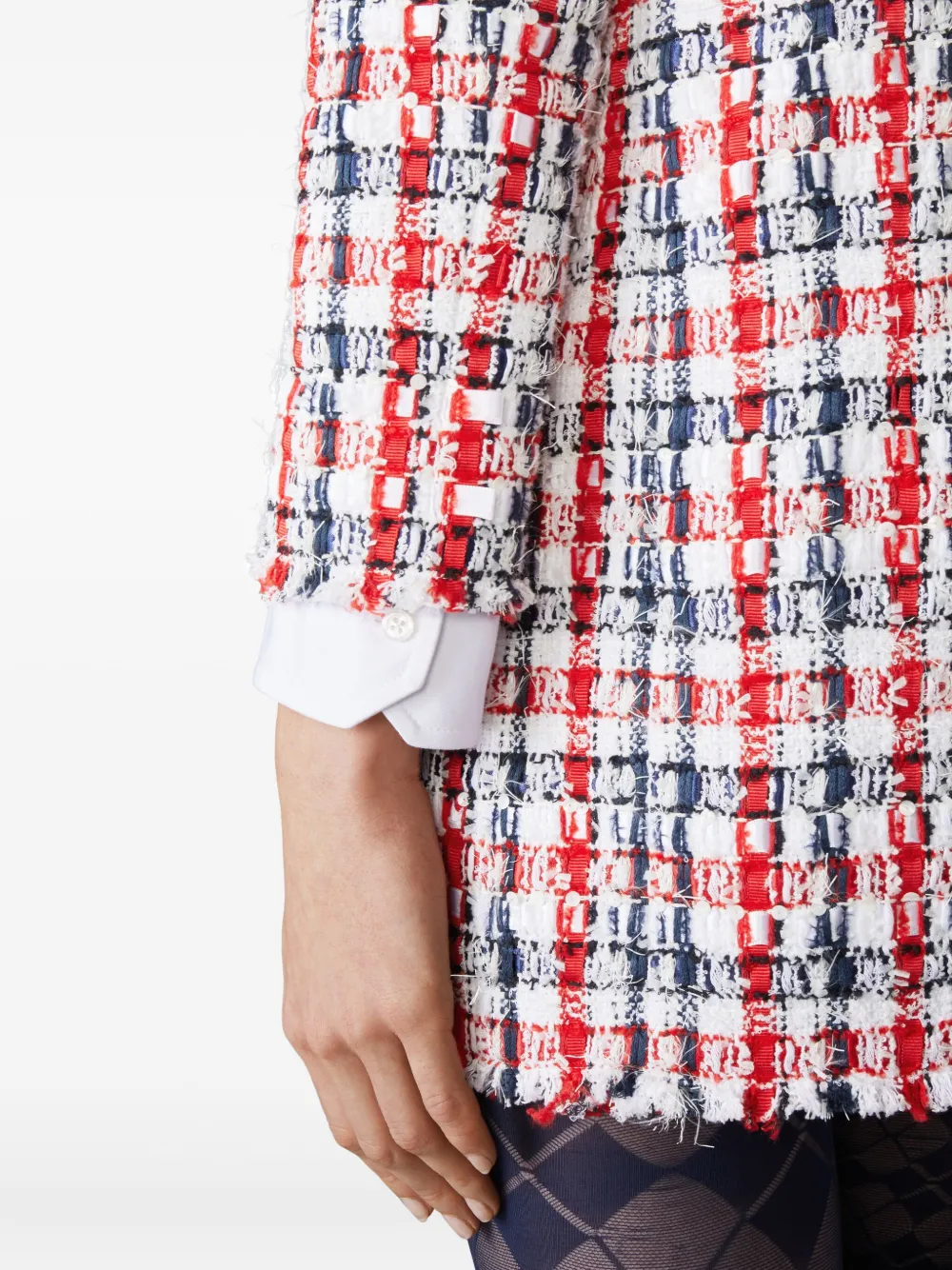 Thom Browne Checked Tweed Dress In Red