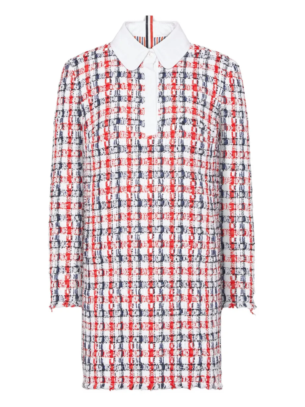 Thom Browne Checked Tweed Dress In Red