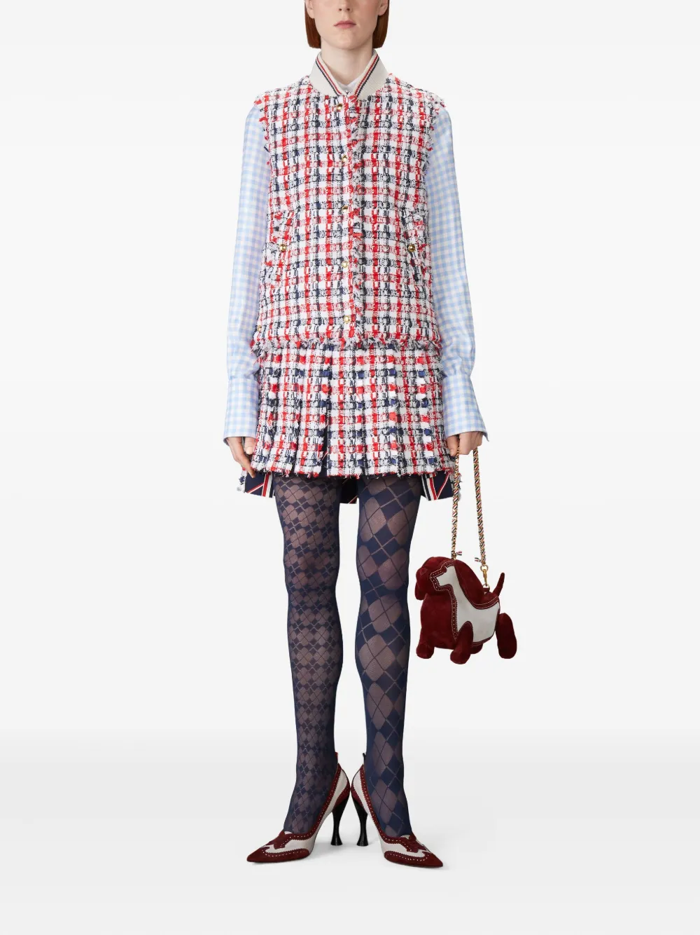Thom Browne frayed checked tweed waistcoat | Waistcoats & Gilets | Image 2