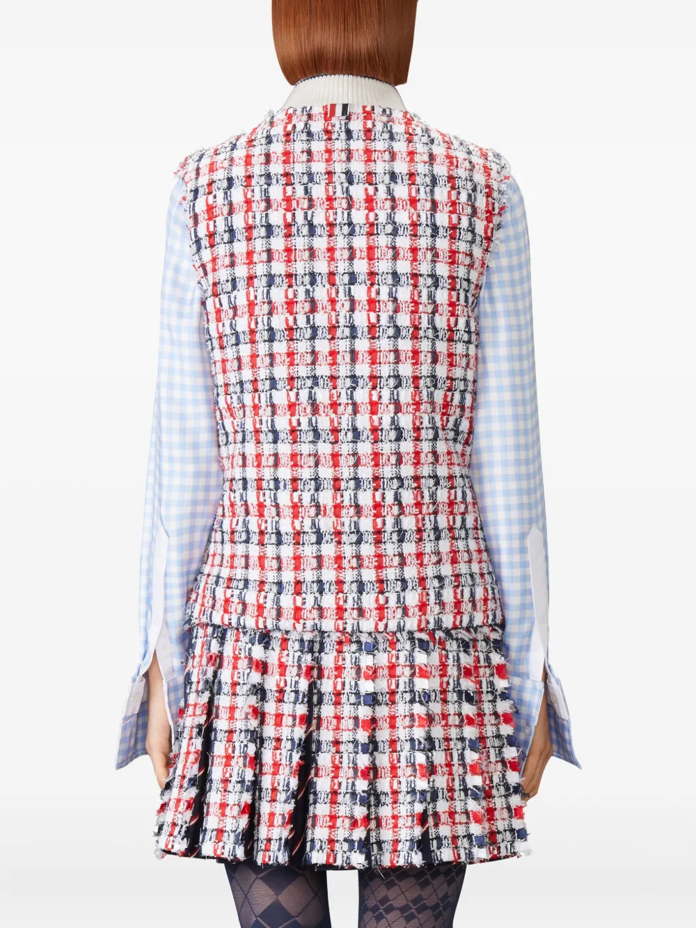 Thom Browne Gewatteerde tweed bodywarmer met gingham-ruit Rood