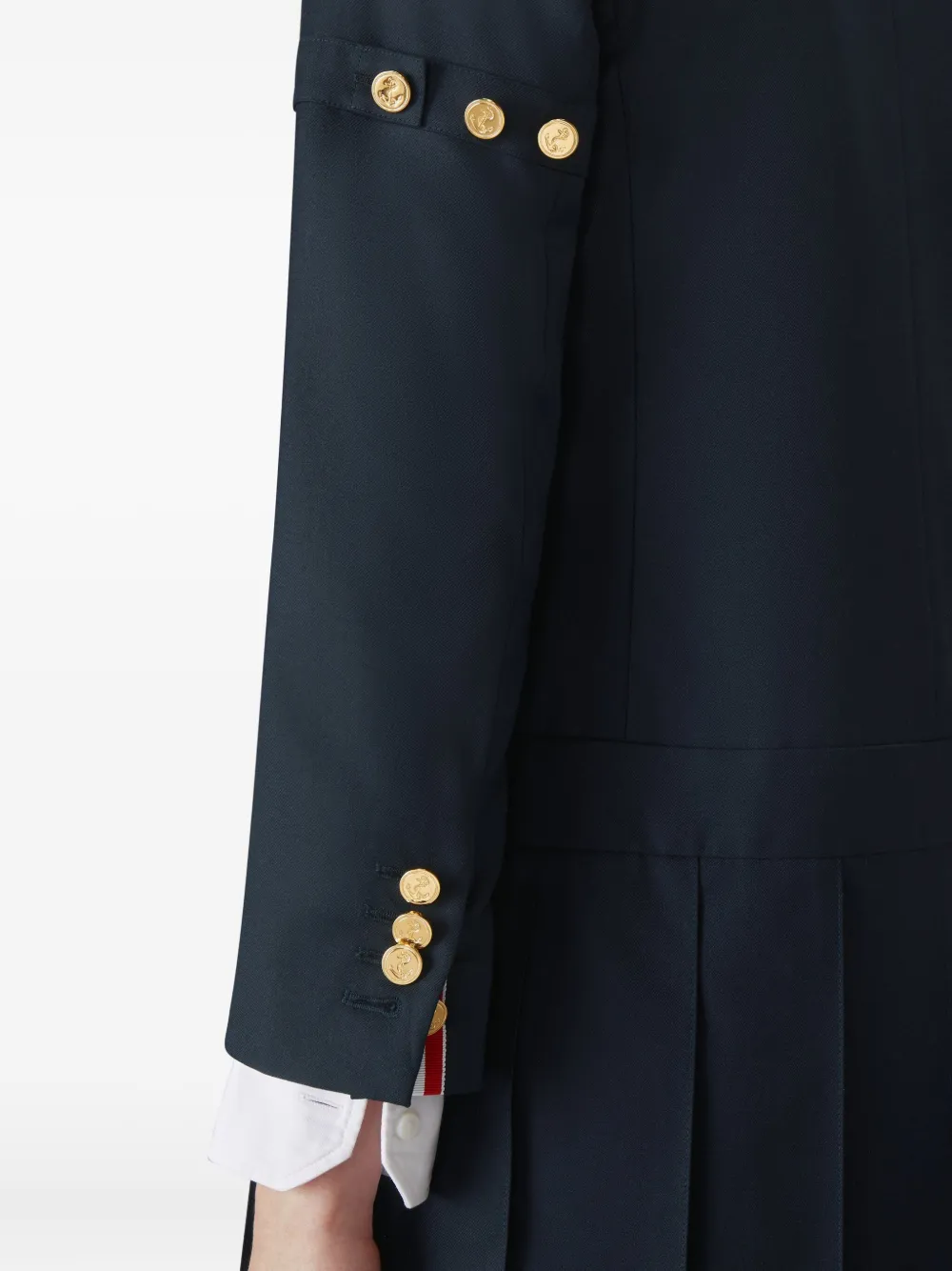 Thom Browne Pleated-skirt Button-detail Dress In Blue