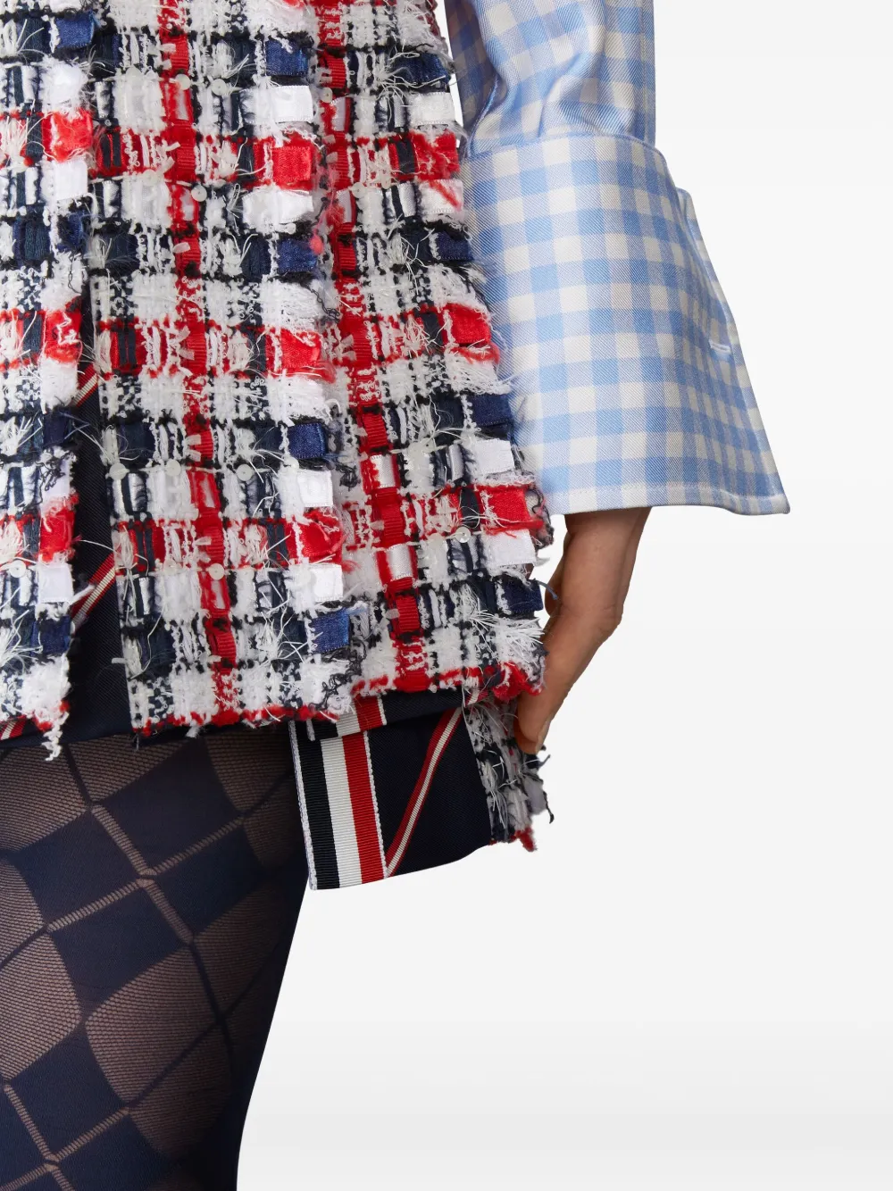 Thom Browne Tweed mini-plooirok met gingham ruit Rood