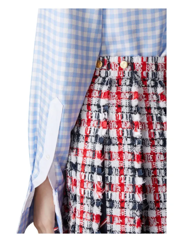 Thom Browne チェック ツイード プリーツミニスカート | レッド