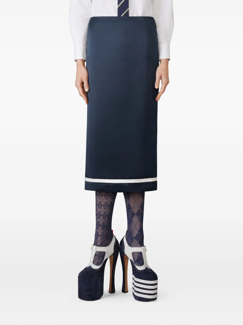 Thom Browne Solid Double Duchess midi-kokerrok Blauw