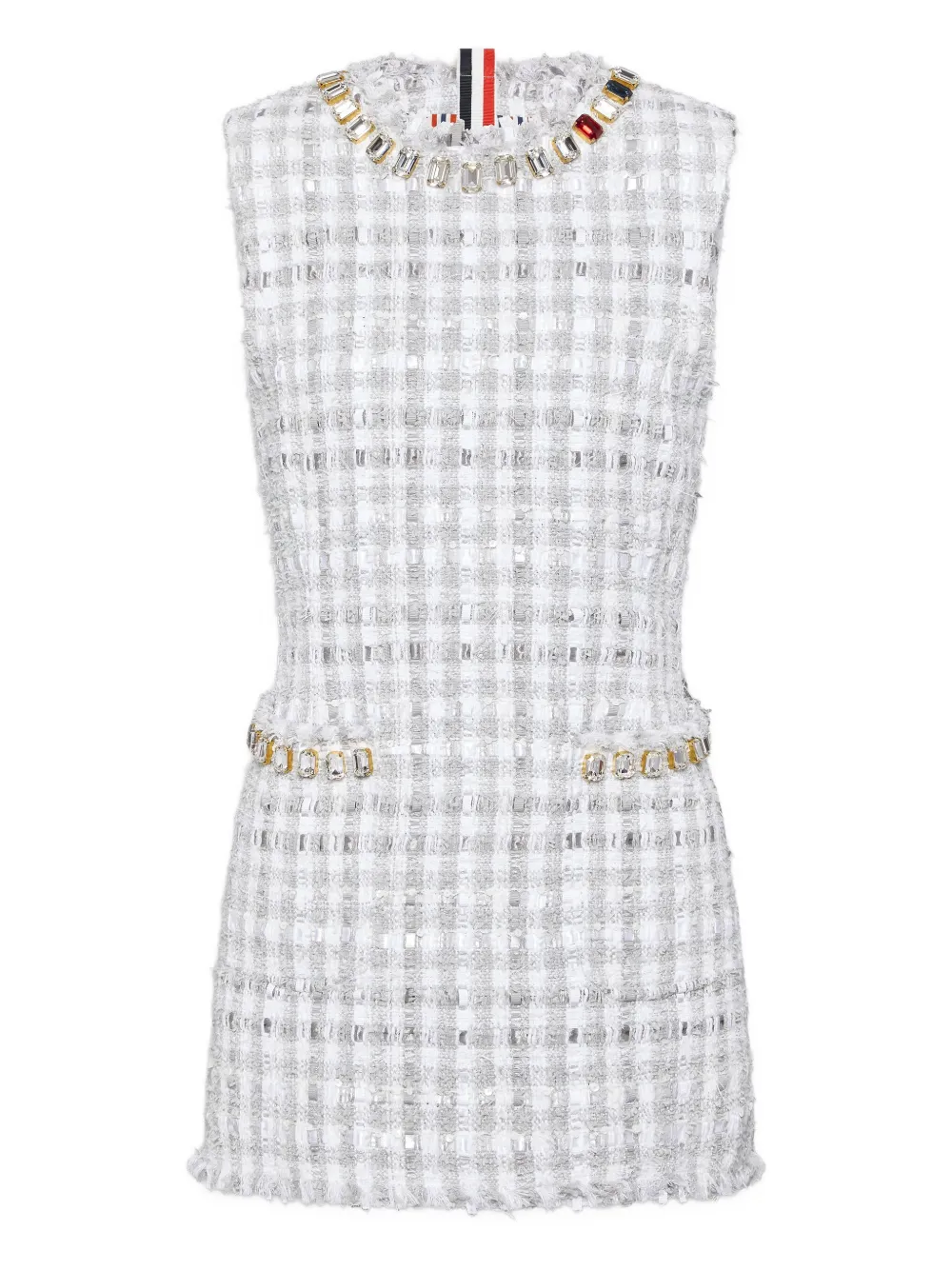 Thom Browne Crystal-embellished Tweed Dress In Gray