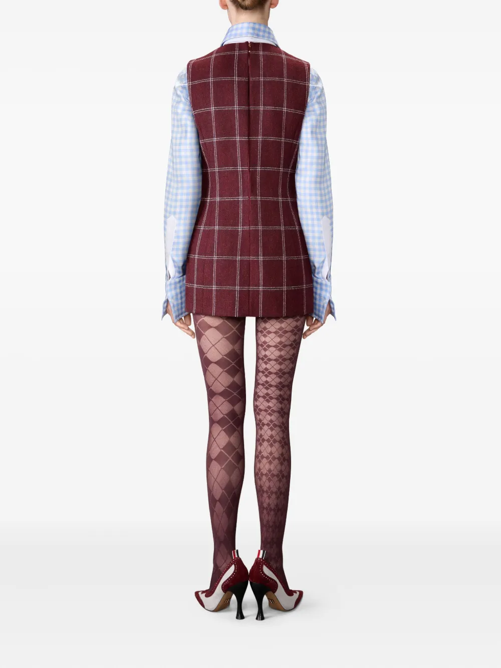 Thom Browne Windowpane Hunting tweed mini-jurk Rood