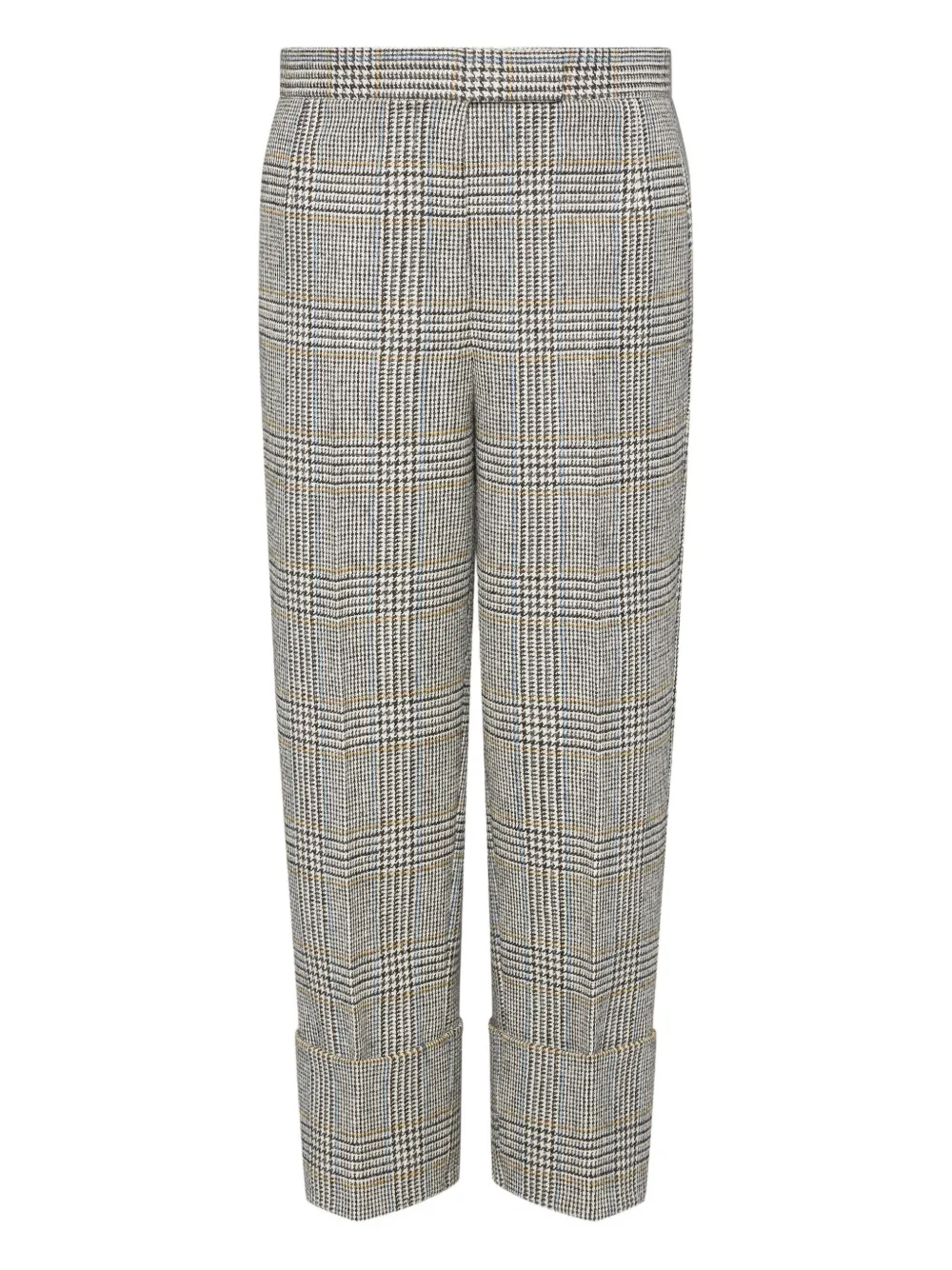 Thom Browne Pow Glen Plaid Hunting Tweed Crop Backstrap Trousers In Gray