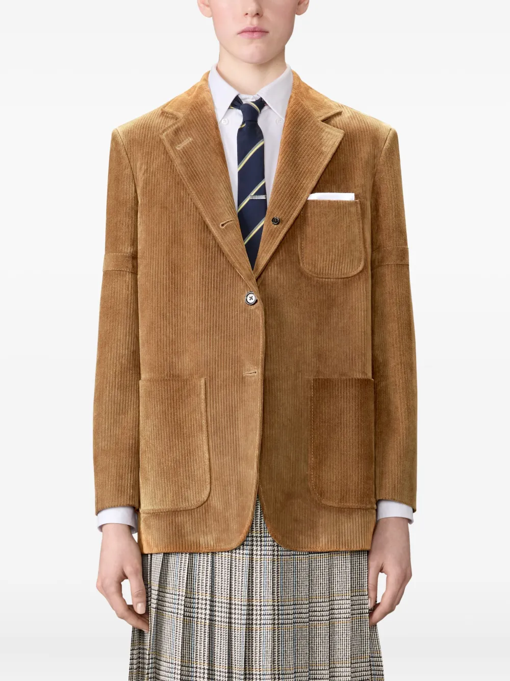 Thom Browne Sportcoat suède blazer Bruin