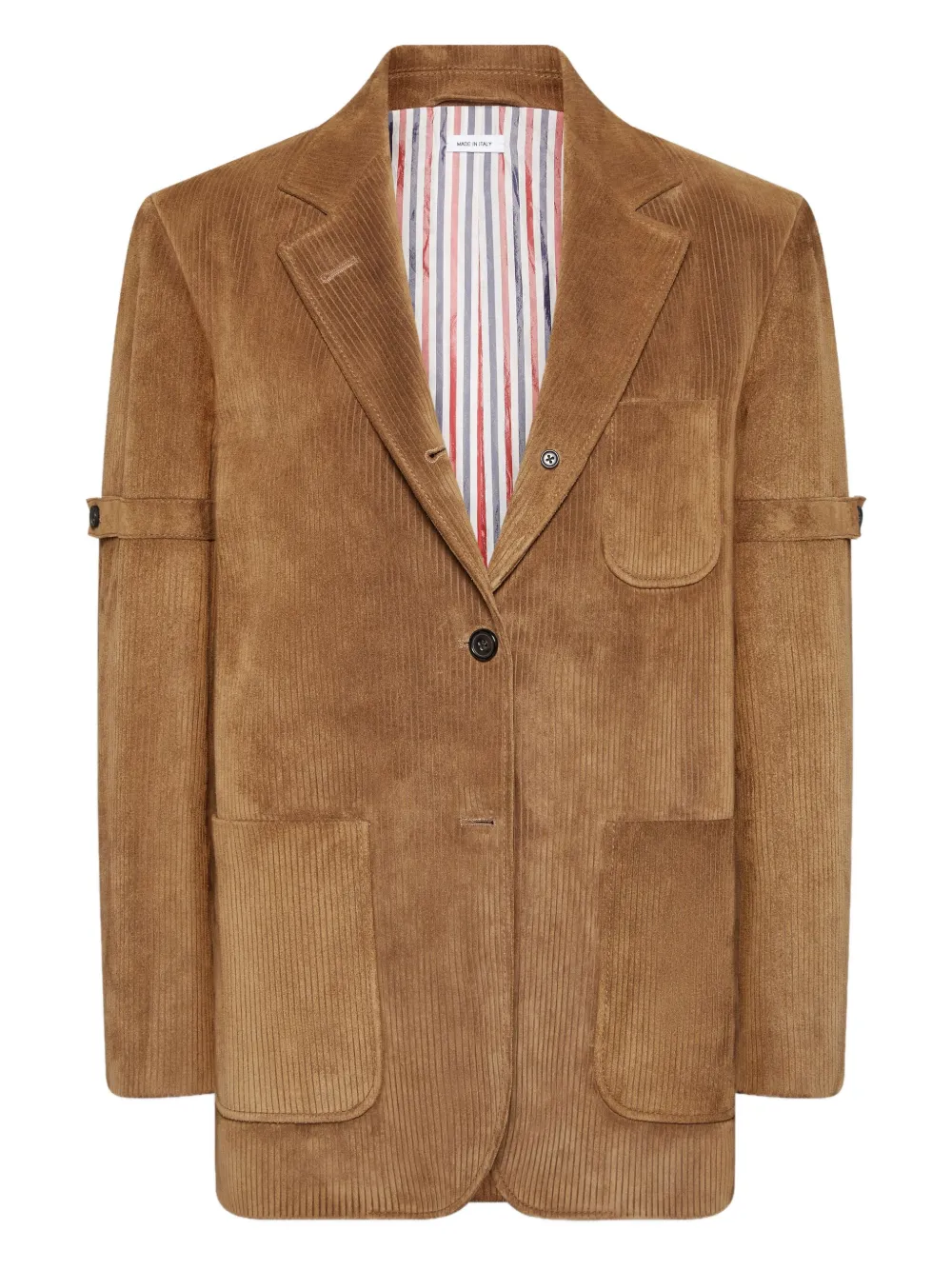 Thom Browne Suede Armband Blazer In Brown
