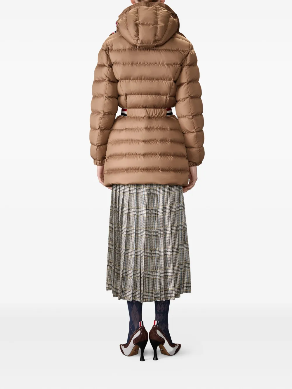 Thom Browne Belted Quilted Down Jacket In Gold