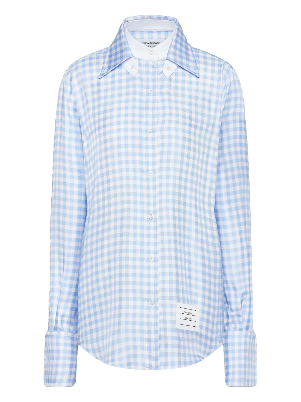 Thom Browne silk twill gingham-check shirt | Blue | Image 1