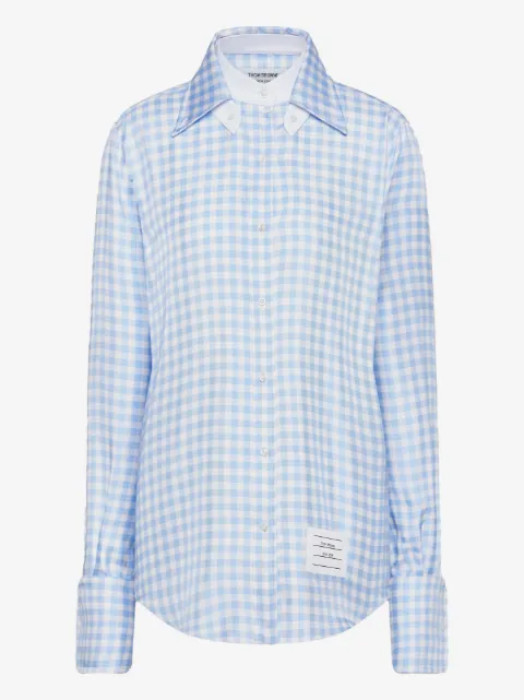 Thom Browne silk twill gingham shirt