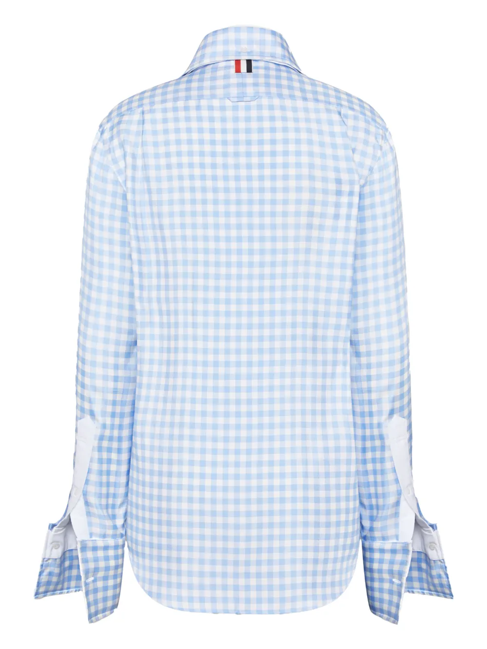 Thom Browne Zijden twill blouse met gingham-ruit Blauw