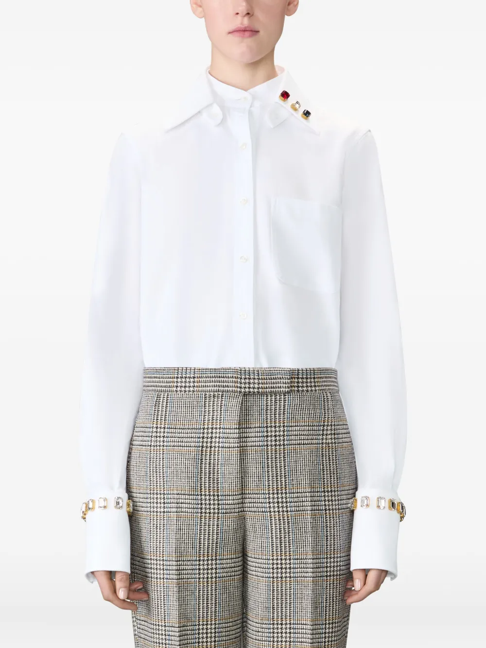 Thom Browne Oxford blouse met Swarovski-kristallen Wit