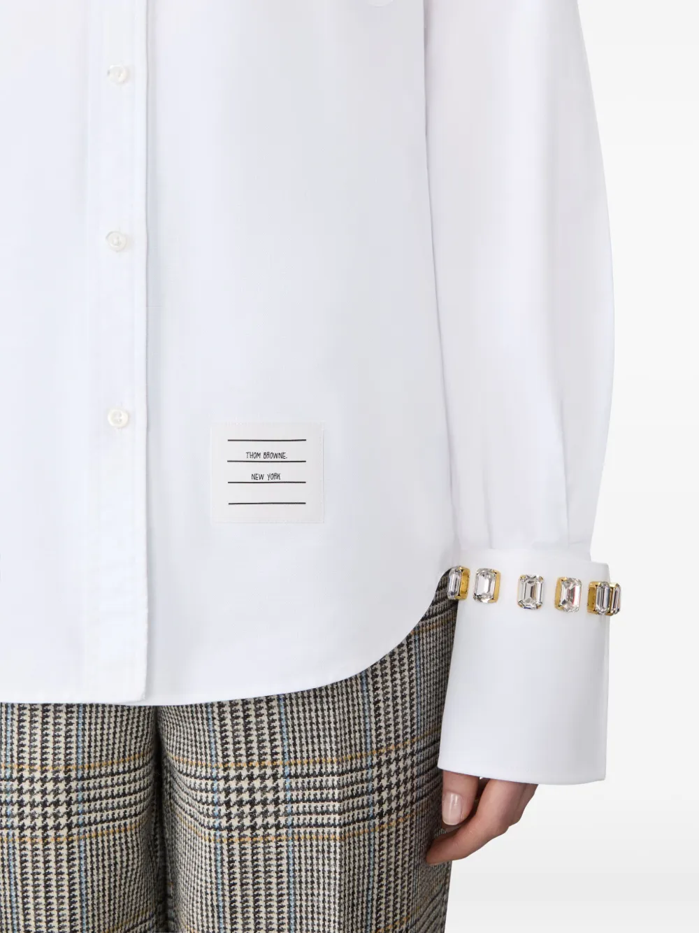 Thom Browne Oxford blouse met Swarovski-kristallen Wit