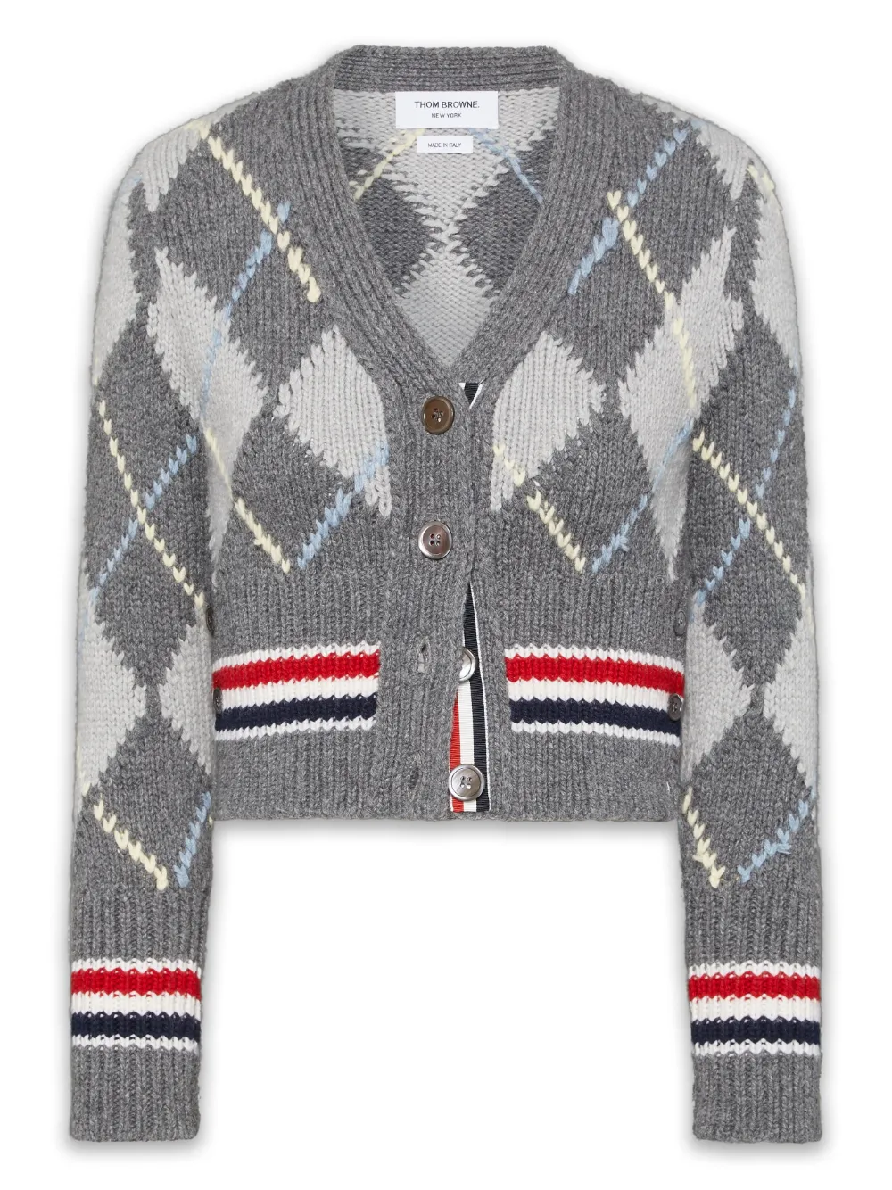 Thom Browne cardigan à motif losanges en intarsia | gris | Image 1