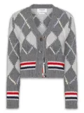 Thom Browne argyle-intarsia v-neck cardigan - Grey