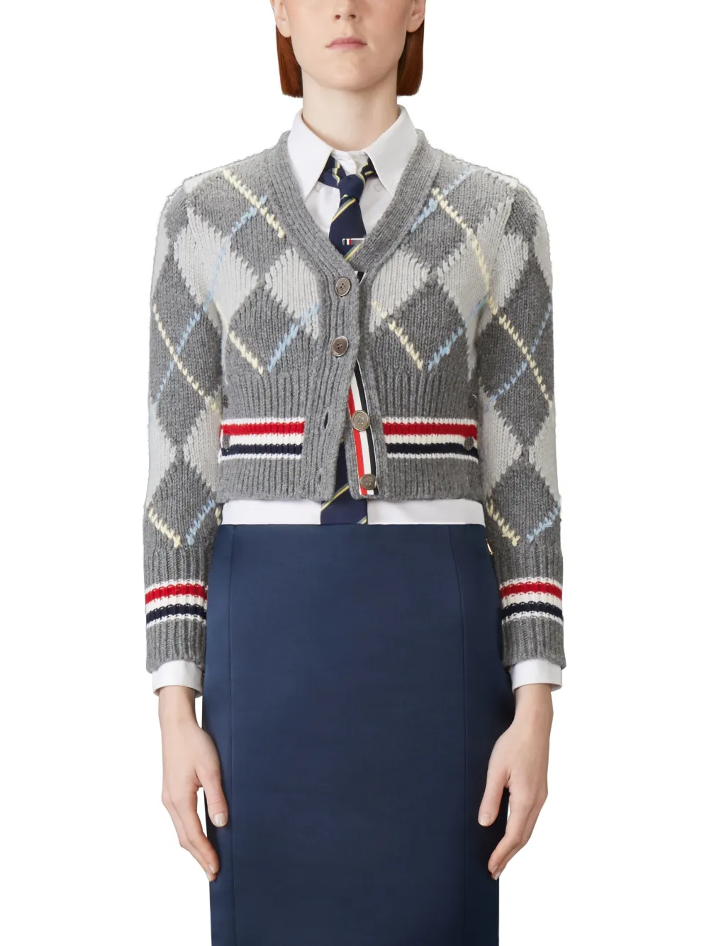 Thom Browne Vest met argyle-intarsia van merinowol Grijs