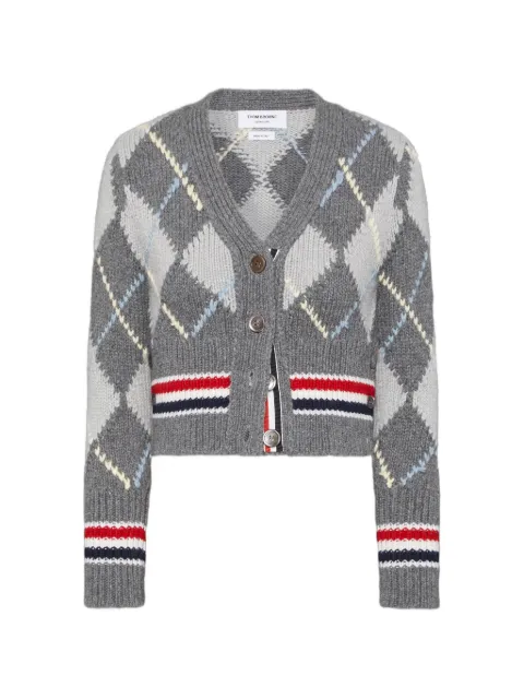 Thom Browne argyle intarsia merino wool shrunken cardigan