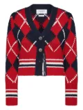 Thom Browne argyle-intarsia v-neck cardigan - Red