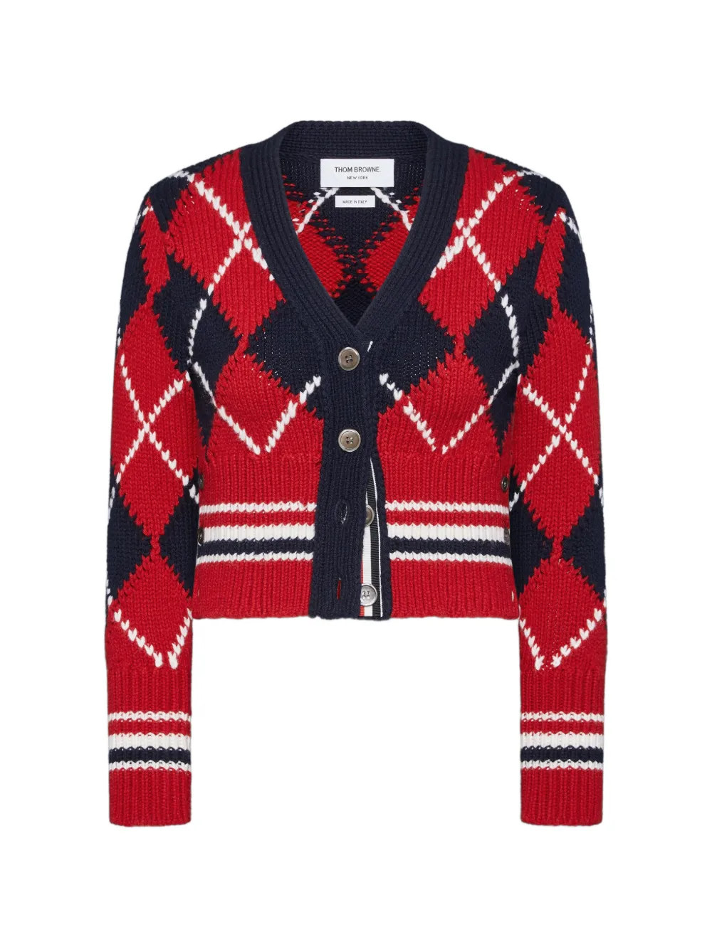 Thom Browne Vest met argyle-intarsia van merinowol Rood