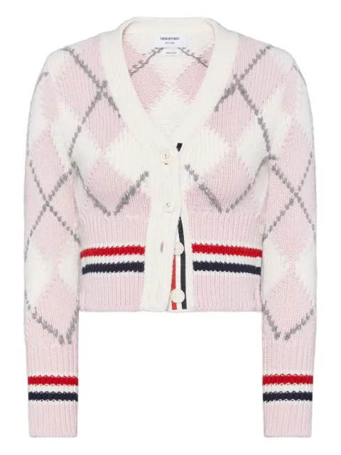 Thom Browne argyle-intarsia merino-wool shrunken cardigan