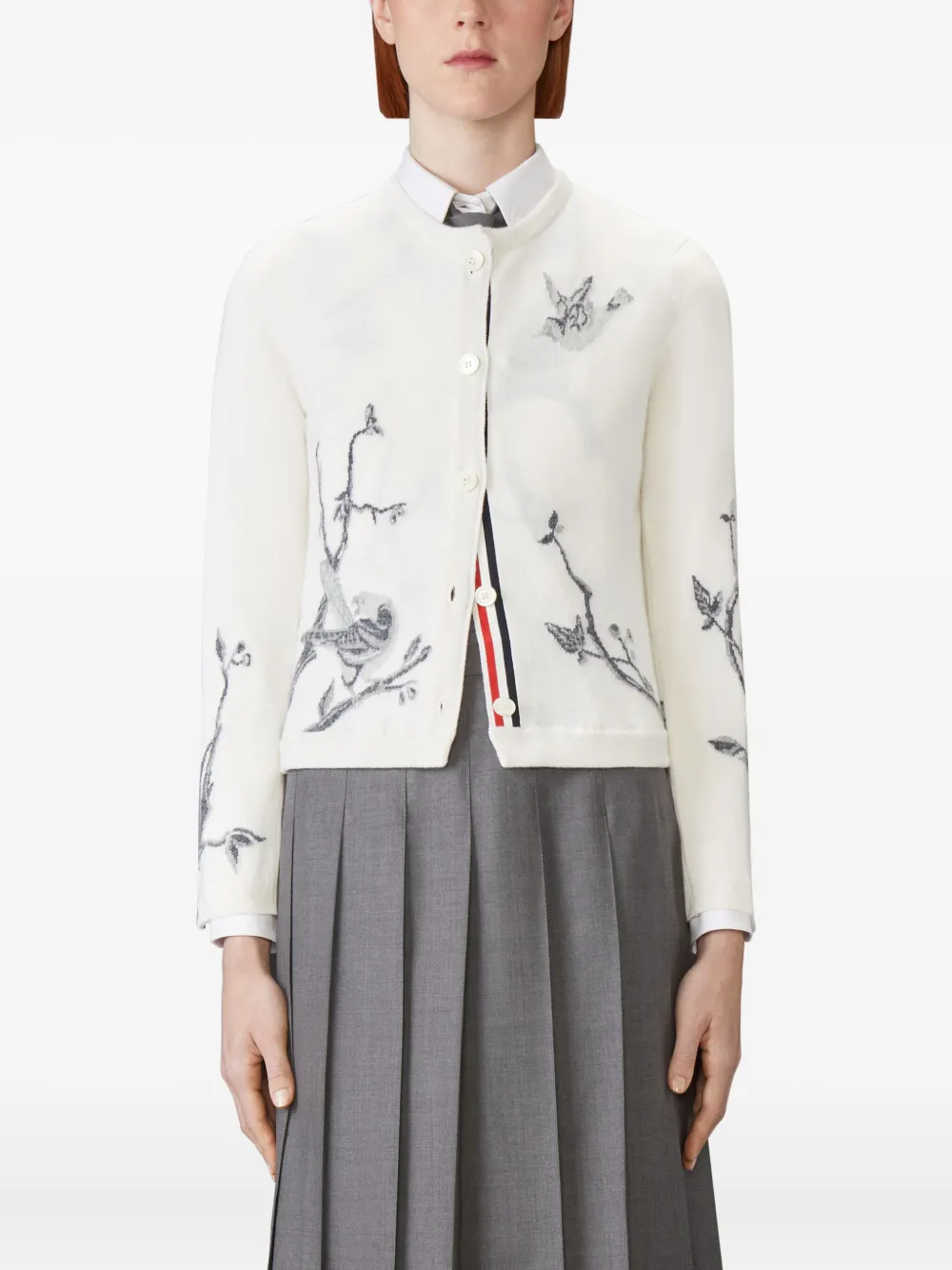 Thom Browne Cardigan Mit Langen Ärmeln In White