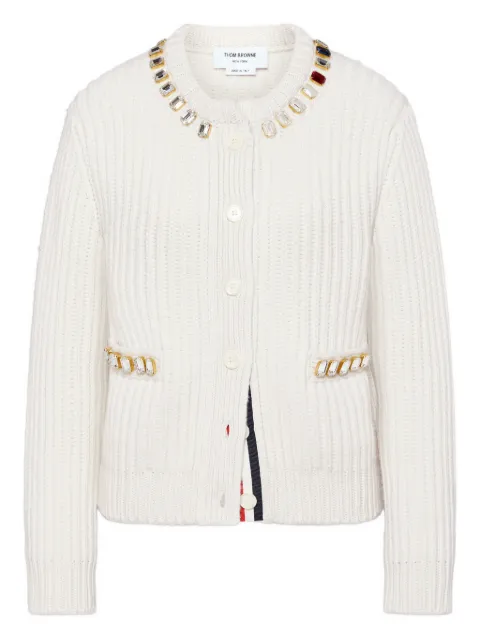 Thom Browne Swarovski-crystal half stitch cashmere cardigan