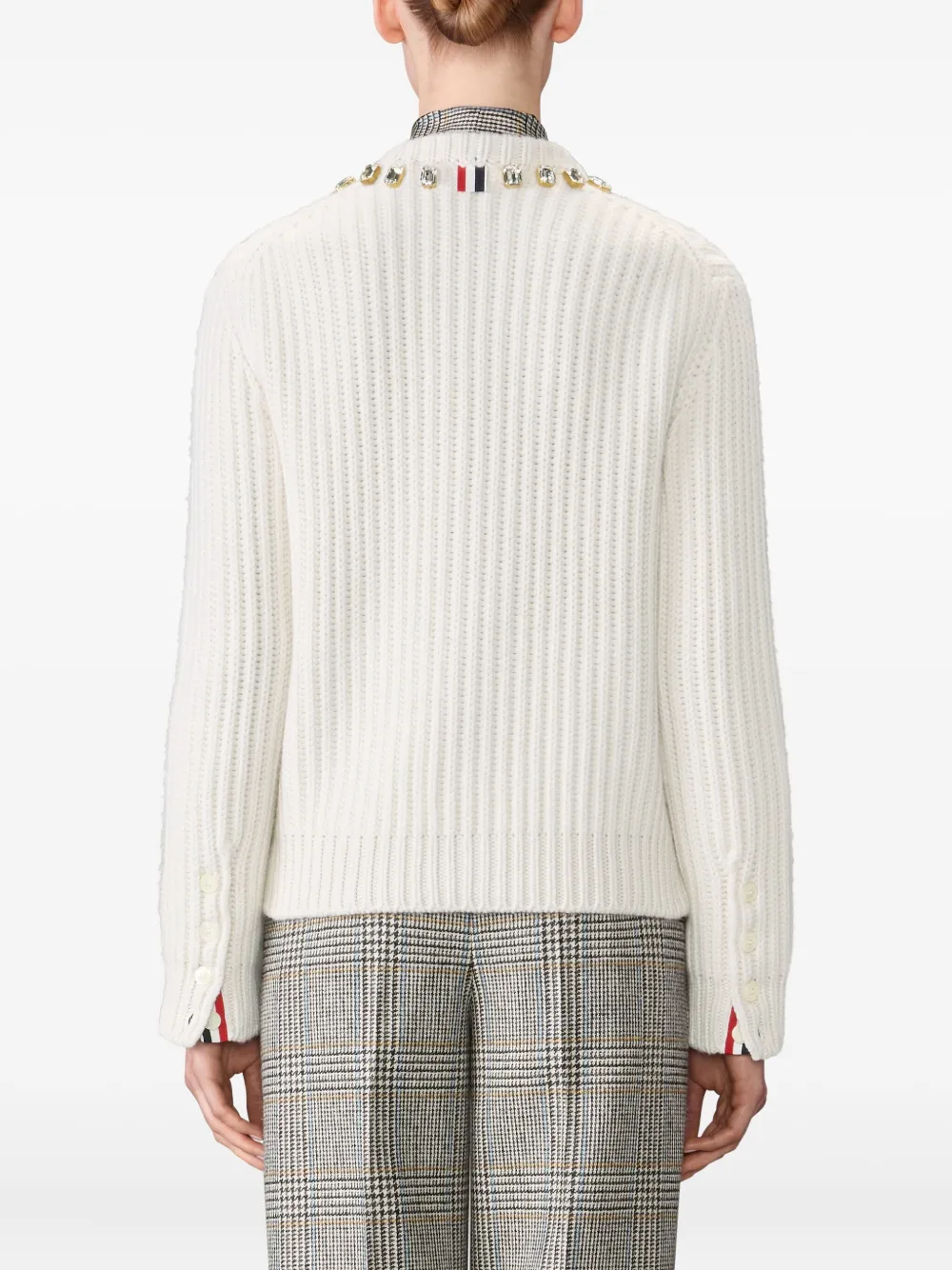 Thom Browne Kasjmier vest met half stiksel en Swarovski-kristallen Wit