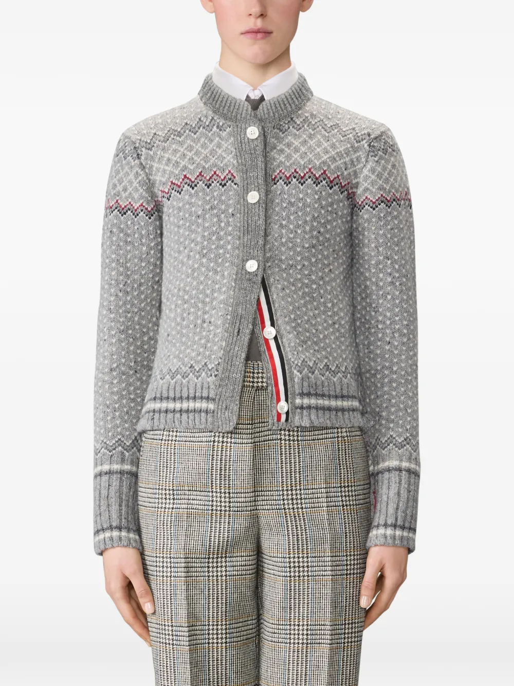 striped-trim cardigan