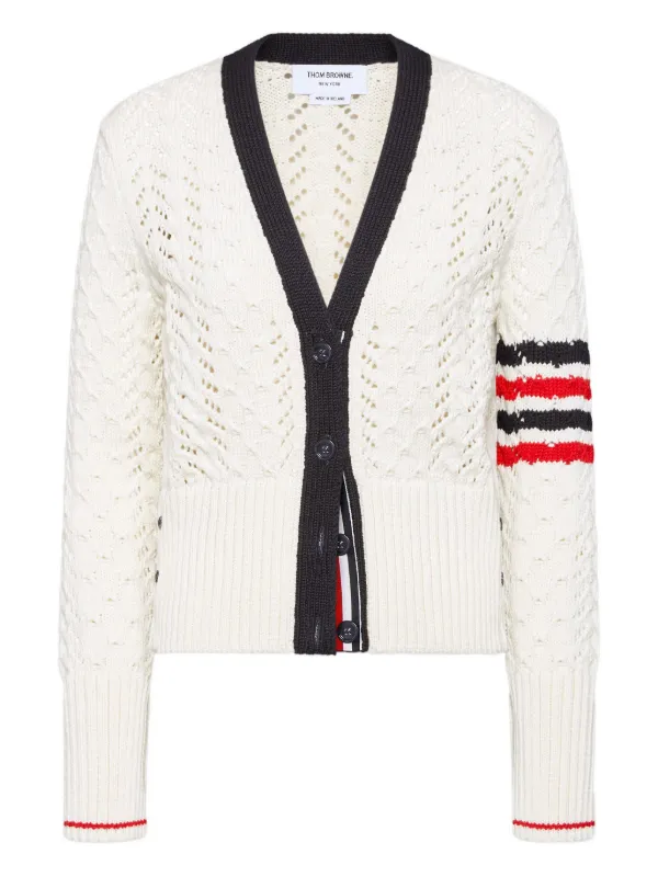 Thom Browne 4BAR ケーブル ポインテールステッチ カーディガン 
