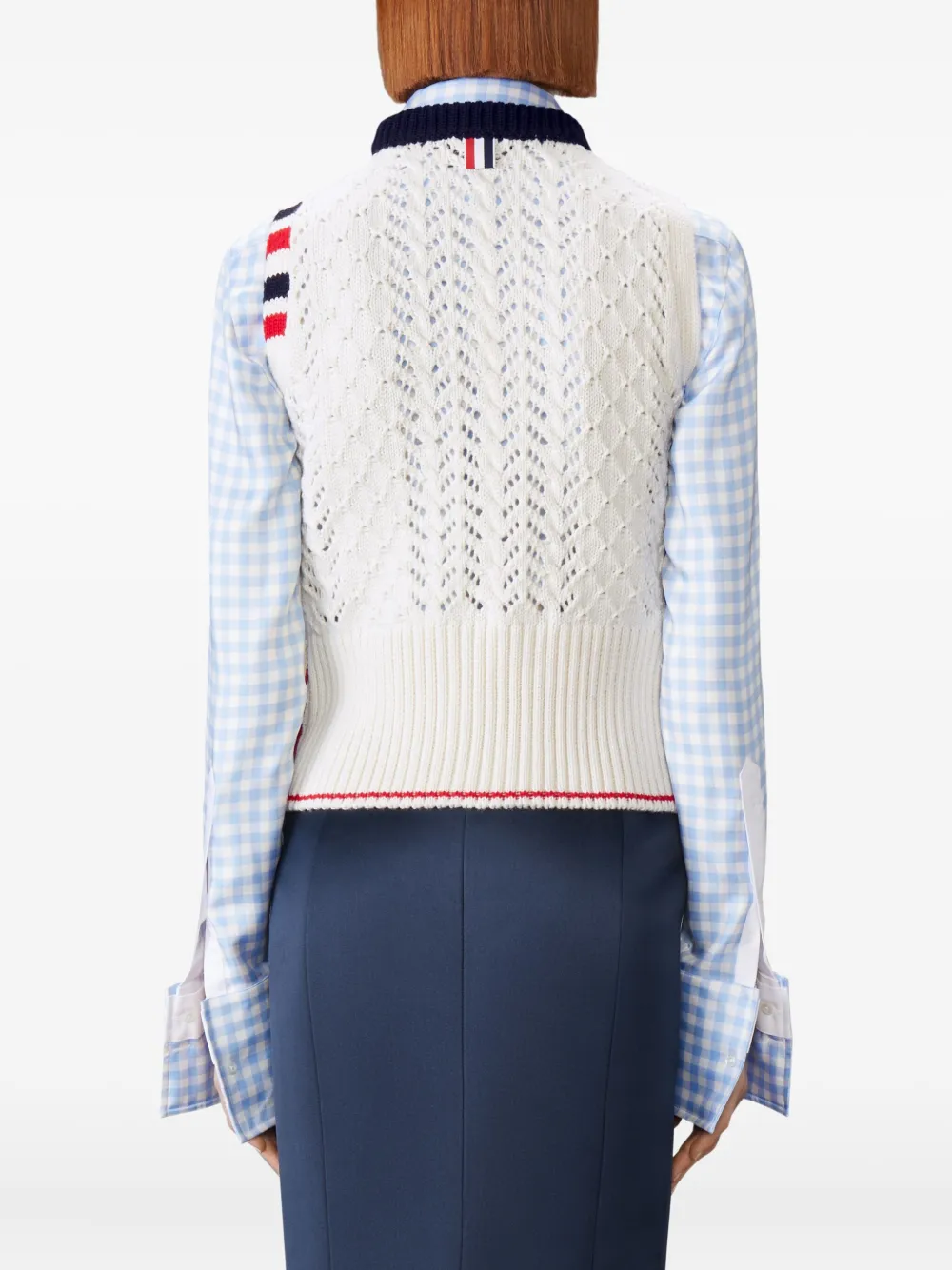 Thom Browne Cable Pointelle-stitch Merino-wool 4-bar Vest In White