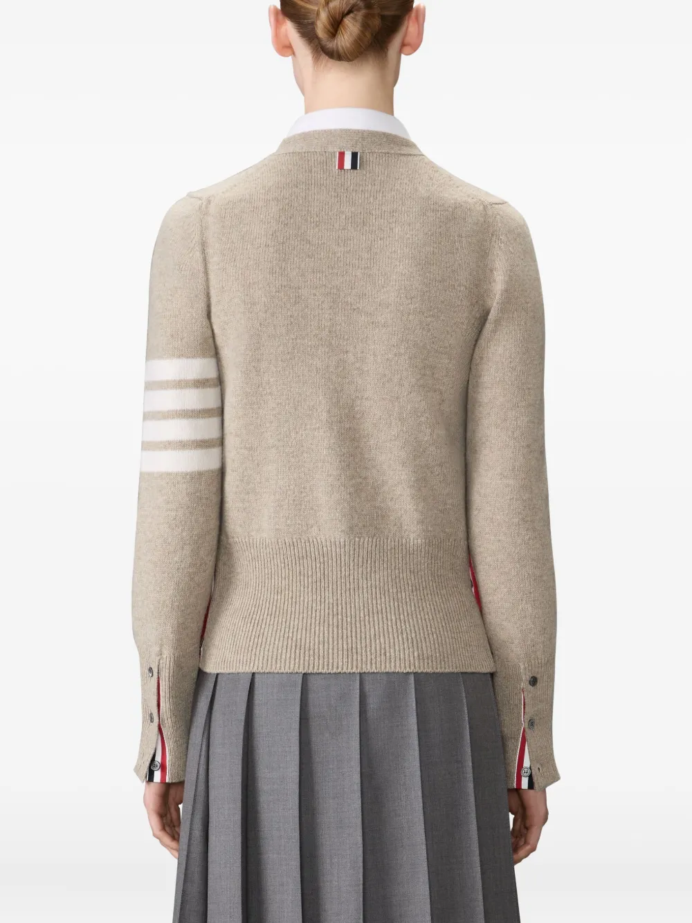 Thom Browne 4-Bar Shetland wollen vest met jersey-stiksels Beige