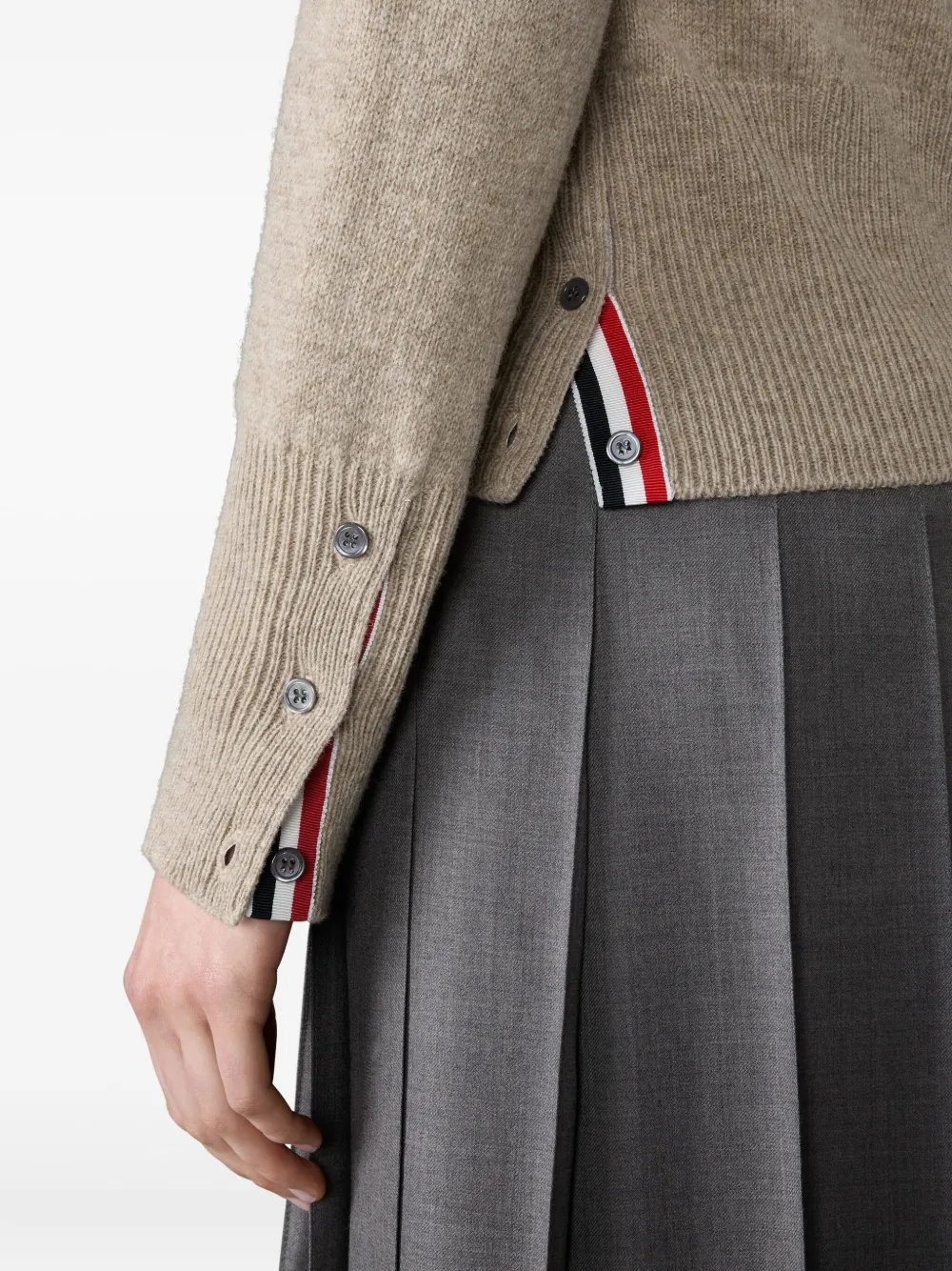 Thom Browne 4-Bar Shetland wollen vest met jersey-stiksels Beige