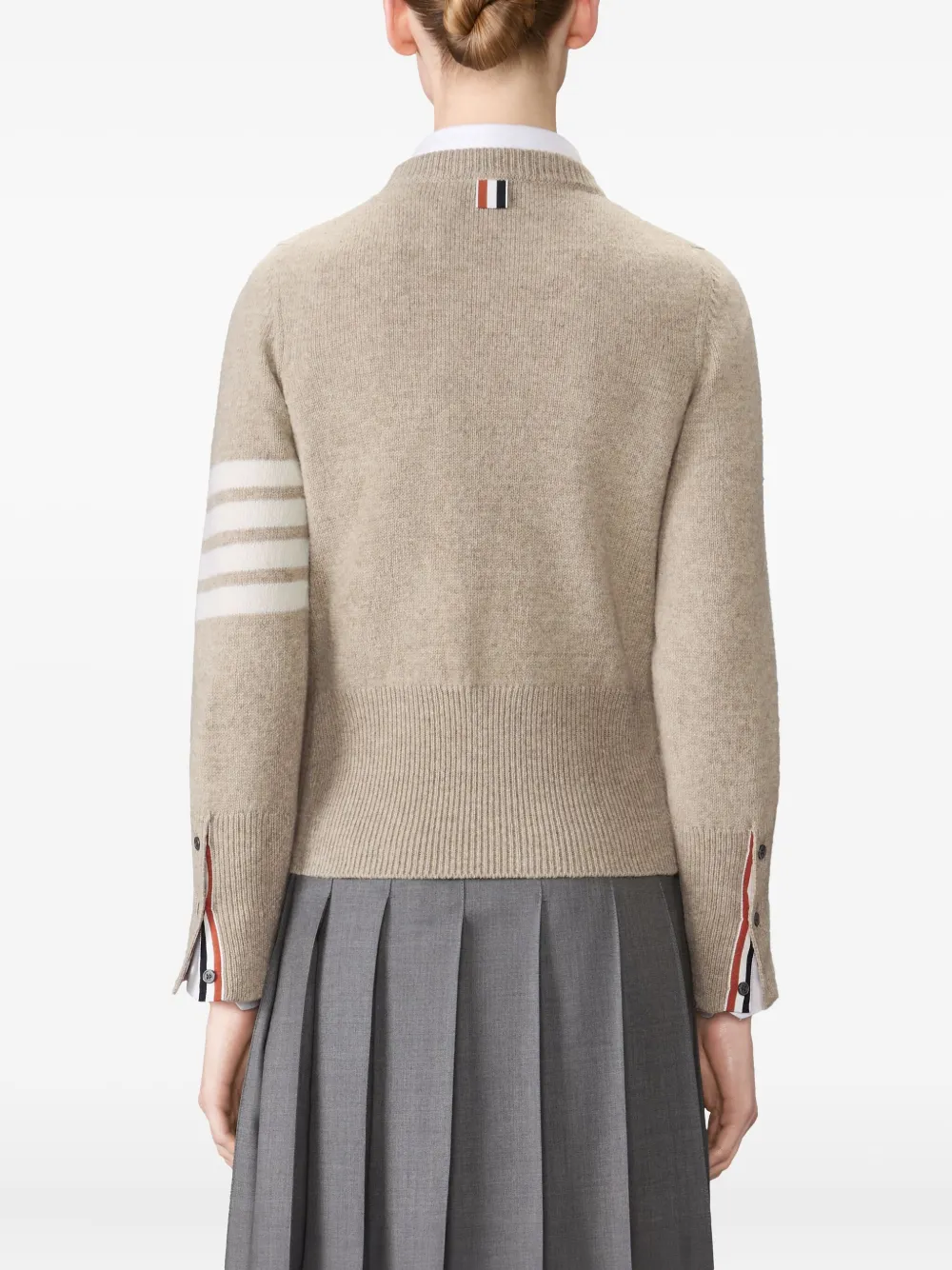 Thom Browne 4-Bar Shetland wollen trui met jersey-stiksels Beige