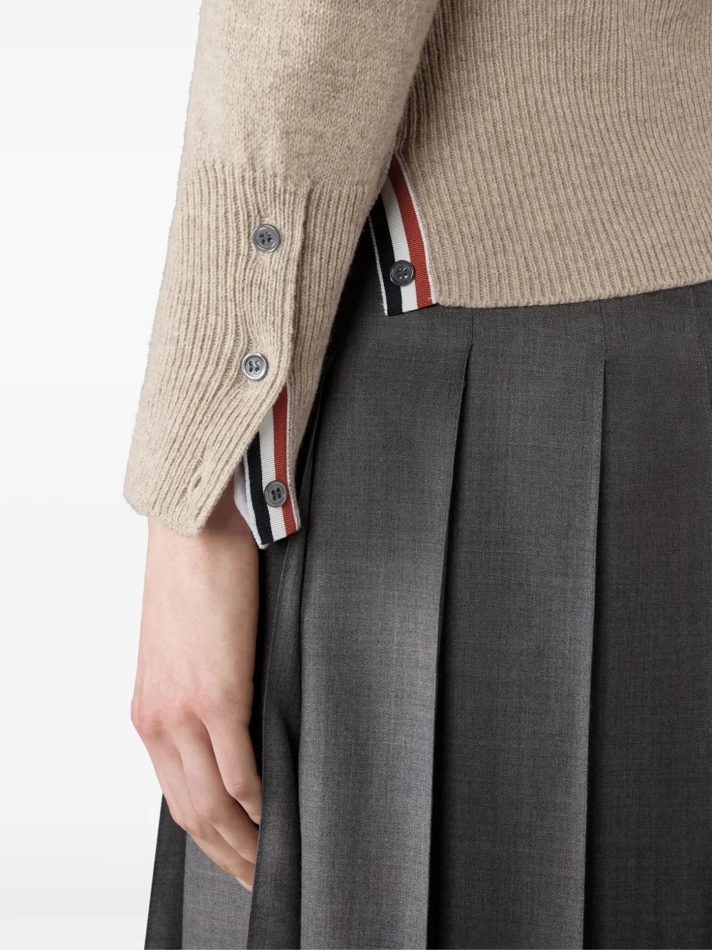 Thom Browne 4-Bar Shetland wollen trui met jersey-stiksels Beige