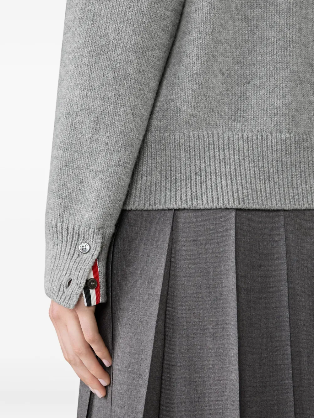 Thom Browne Trui met vier strepen en hoge hals Grijs