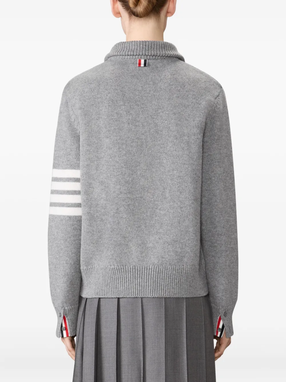Thom Browne Trui met vier strepen en hoge hals Grijs