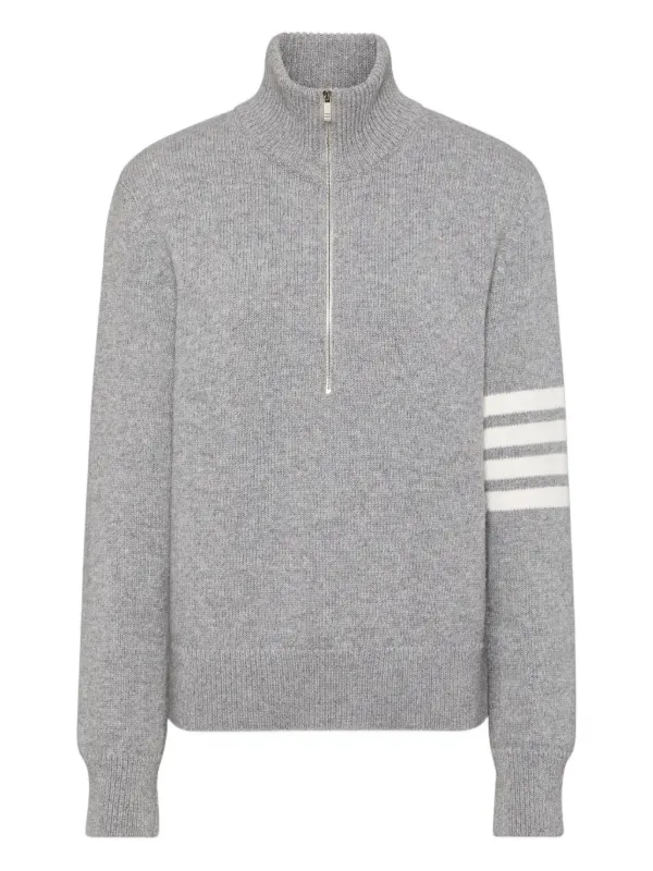 Thom Browne 4-Bar Jersey-stitch Merino-wool Sweater in Grey