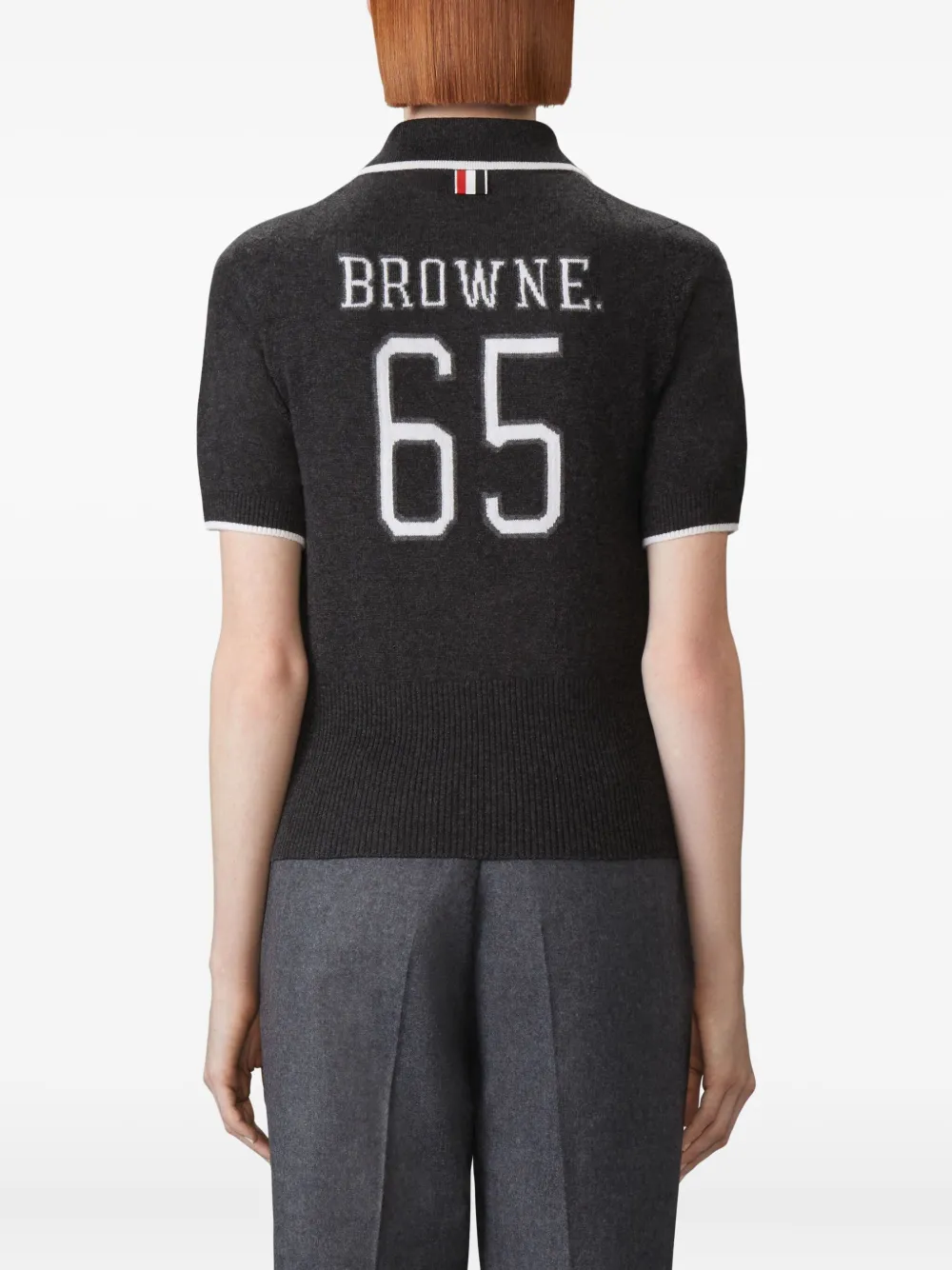 Thom Browne Intarsia-number Polo Shirt In Gray