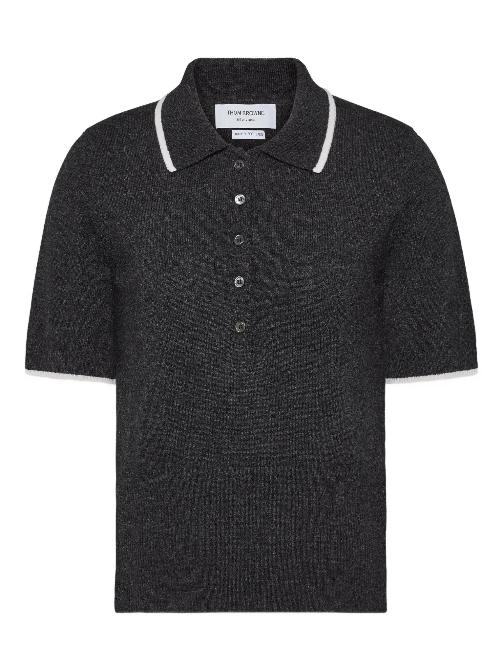 Thom Browne インターシャ ポロシャツ - グレー Thom Browne インターシャ ポロシャツ - グレー
