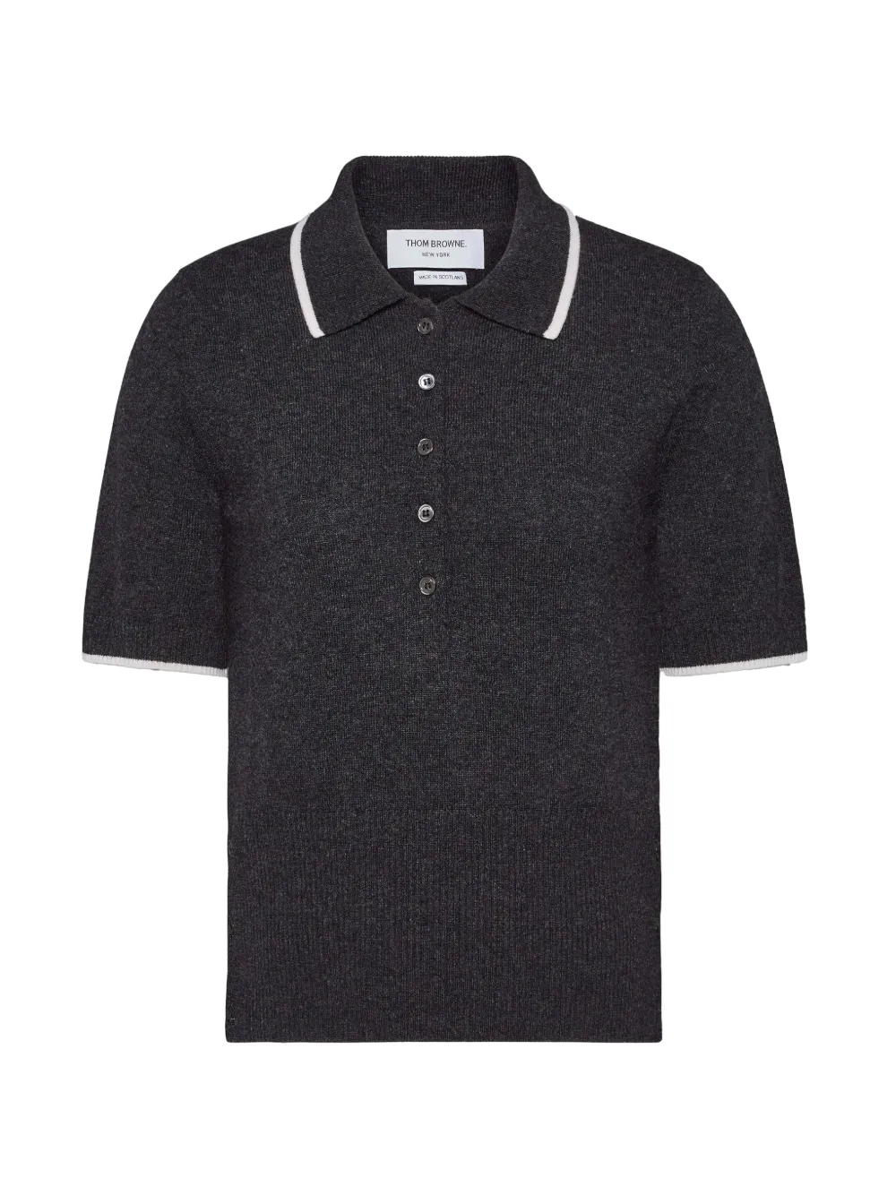 Thom Browne Polo con intarsio - Grigio