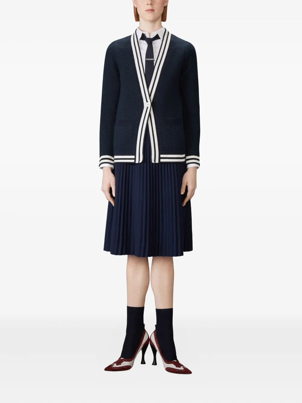 Thom Browne Cardigan Mit Streifendetail In Blue