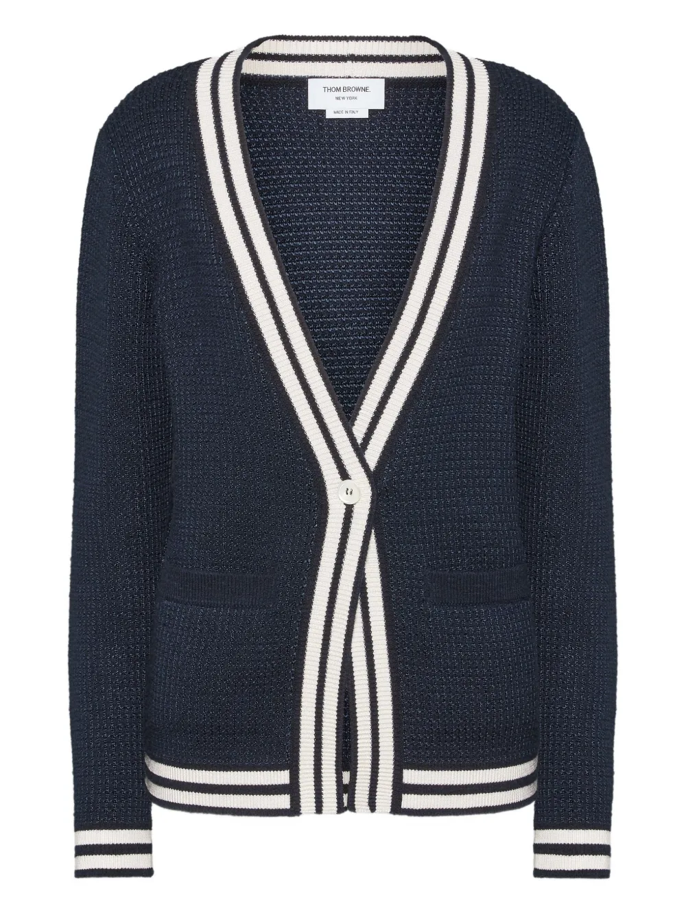 Thom Browne Cardigan Mit Streifendetail In Blue