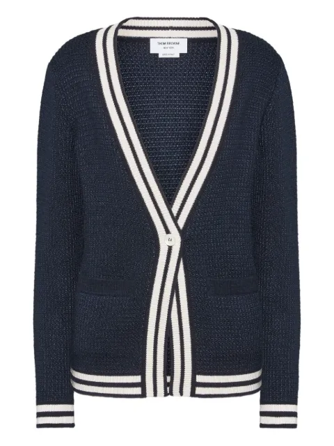 Thom Browne — tuck-stitch V-neck cardigan