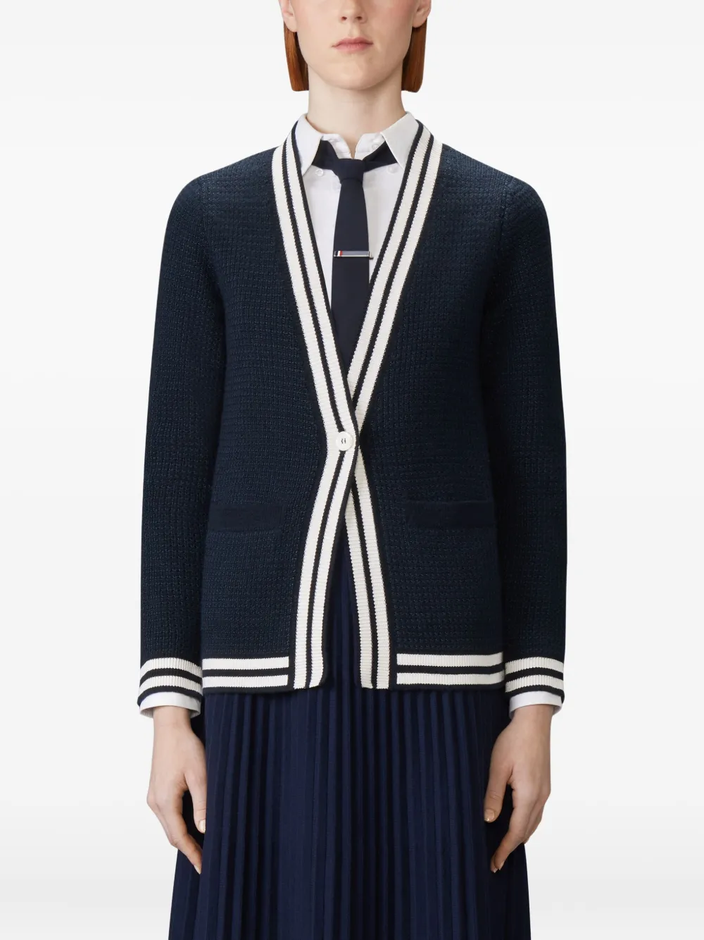 Thom Browne Cardigan Mit Streifendetail In Blue