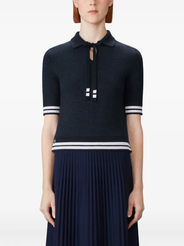 トップス THOM BROWNE Thom Browne tuck-stitch Polo Top | Blue | FARFETCH ZA