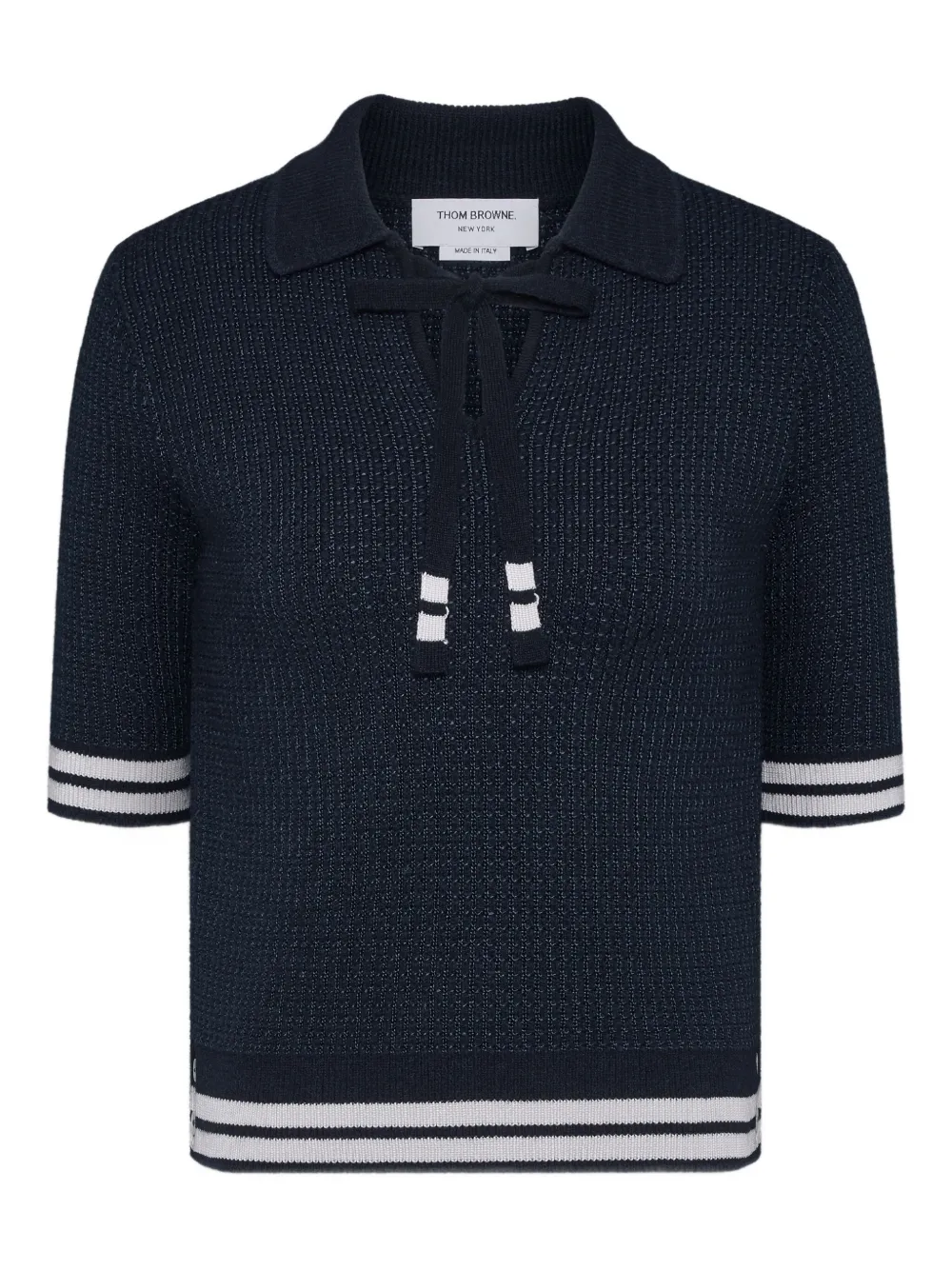 Thom Browne playera tipo polo con lazo en el cuello | azul | Image 1