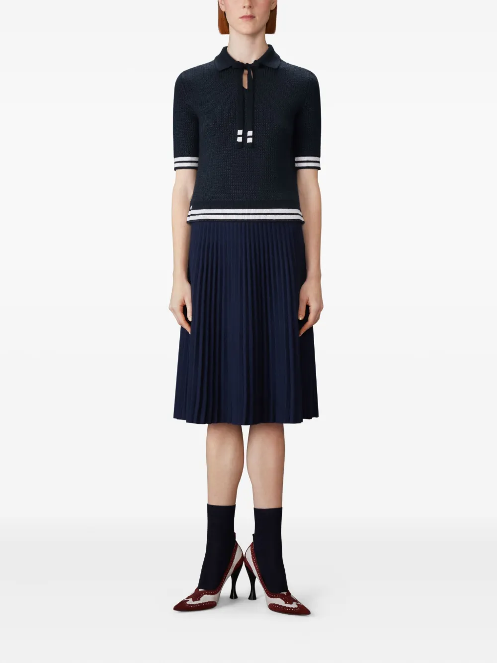 Thom Browne Poloshirt met gestrikte hals en cricketstreep - Blauw