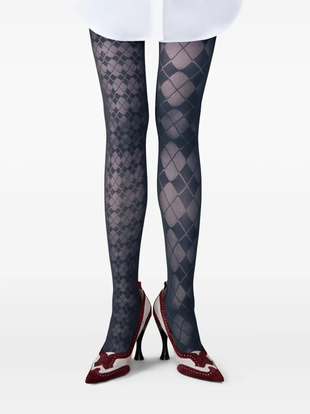 Thom Browne Mesh panty met argyle patroon Blauw